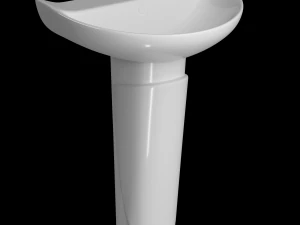 lavat&oacute;rio meio redondo com pedestal modelado no 3ds max Modelo 3D