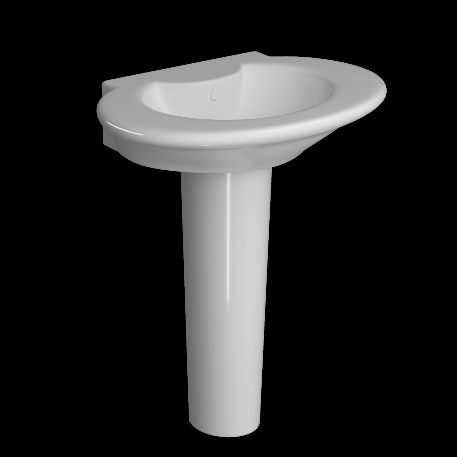 pedestal half round wash basin modeled in 3ds max 3D Model .c4d .max .obj .3ds .fbx .stl .blend 