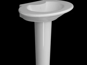 3ds max ile modellenmiş ayaklı yarım yuvarlak lavabo 3D Model