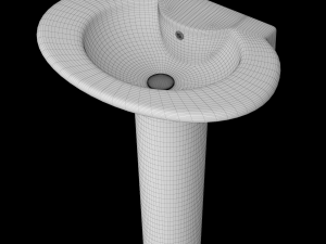 pedestal half round wash basin modeled in 3ds max 3D मॉडल