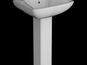 pedestal rectangle wash basin modeled in 3ds max 3D Model