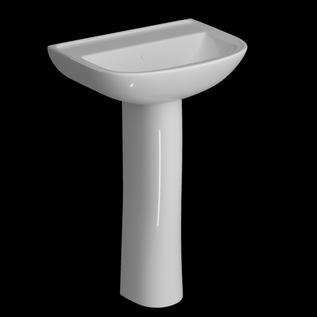 pedestal half round wash basin modeled in 3ds max Modelo 3D .c4d .max .obj .3ds .fbx .stl .blend 