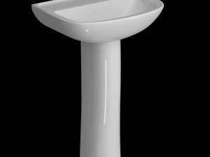 在 3ds max 中建模的底座半圆形盥洗盆 3D 模型