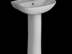 pedestal half round wash basin modeled in 3ds max Modelo 3D