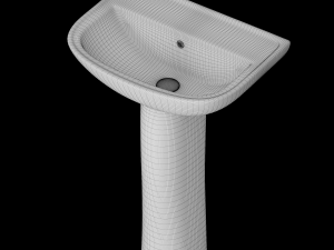 pedestal half round wash basin modeled in 3ds max Modelo 3D