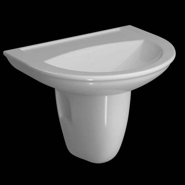 पेडस्टल आधा गोल वॉश बेसिन 3डीएस मैक्स में तैयार किया गया 3D मॉडल .c4d .max .obj .3ds .fbx .stl .blend 