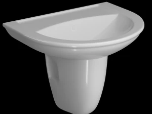 lavat&oacute;rio meio redondo com pedestal modelado no 3ds max Modelo 3D