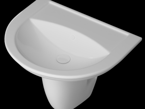pedestal half round wash basin modeled in 3ds max 3D मॉडल