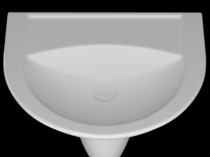 पेडस्टल आधा गोल वॉश बेसिन 3डीएस मैक्स में तैयार किया गया 3D मॉडल
