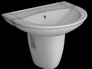 पेडस्टल आधा गोल वॉश बेसिन 3डीएस मैक्स में तैयार किया गया 3D मॉडल