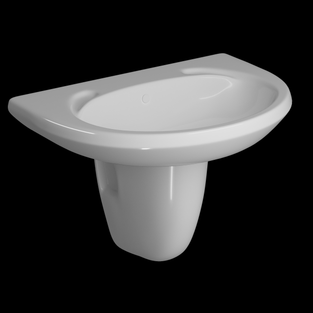 pedestal half round wash basin modeled in 3ds max Modello 3D .c4d .max .obj .3ds .fbx .stl .blend 