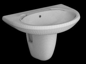 pedestal half round wash basin modeled in 3ds max Modello 3D