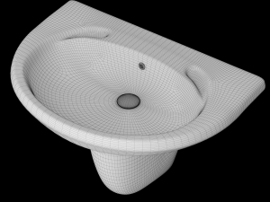 pedestal half round wash basin modeled in 3ds max Modello 3D
