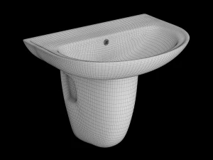 pedestal half round wash basin modeled in 3ds max 3D Model