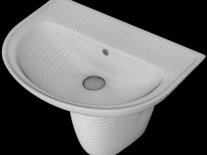 pedestal half round wash basin modeled in 3ds max 3D Model