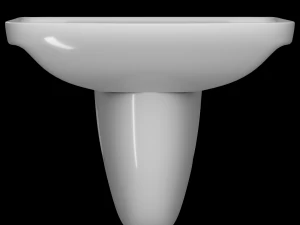 pedestal rectangle wash basin modeled in 3ds max 3D Model