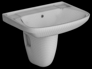 pedestal rectangle wash basin modeled in 3ds max 3D Model