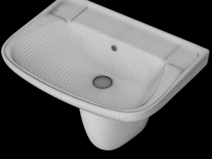 pedestal rectangle wash basin modeled in 3ds max 3D Model
