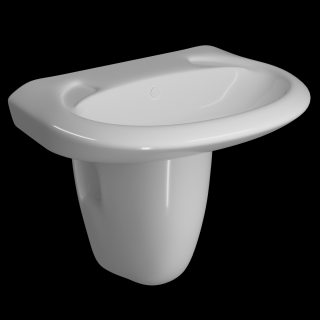 pedestal half round wash basin modeled in 3ds max Model 3D .c4d .max .obj .3ds .fbx .stl .blend 