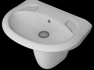 pedestal half round wash basin modeled in 3ds max Model 3D