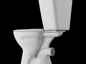 two piece ewc p trap toilet modeled in 3ds max 3D Model