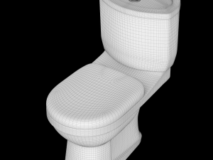 two piece ewc toilet modeled in 3ds max 3D Model