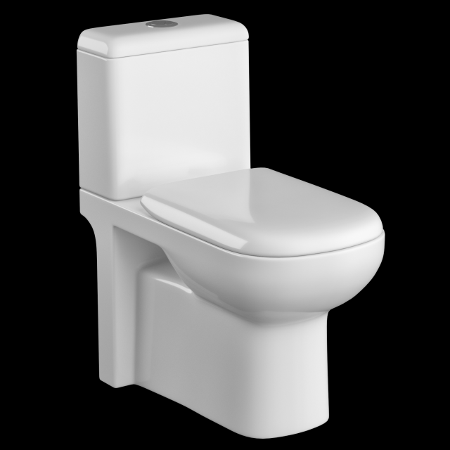 two piece rounded rectangle shape ewc toilet modeled in 3ds max 3D Модель .c4d .max .obj .3ds .fbx .stl .blend 