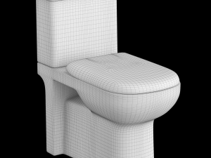 two piece rounded rectangle shape ewc toilet modeled in 3ds max 3D Модель