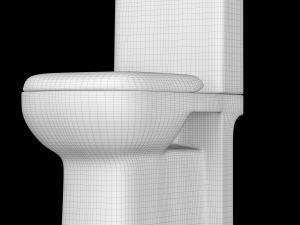 two piece rounded rectangle shape ewc toilet modeled in 3ds max 3D Модель