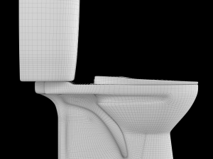 two piece oval shape ewc toilet modeled in 3ds max 3D Model