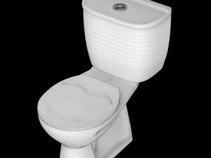 two piece oval shape ewc toilet modeled in 3ds max 3D Model