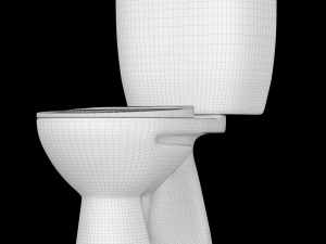 two piece oval shape ewc toilet modeled in 3ds max 3D Model
