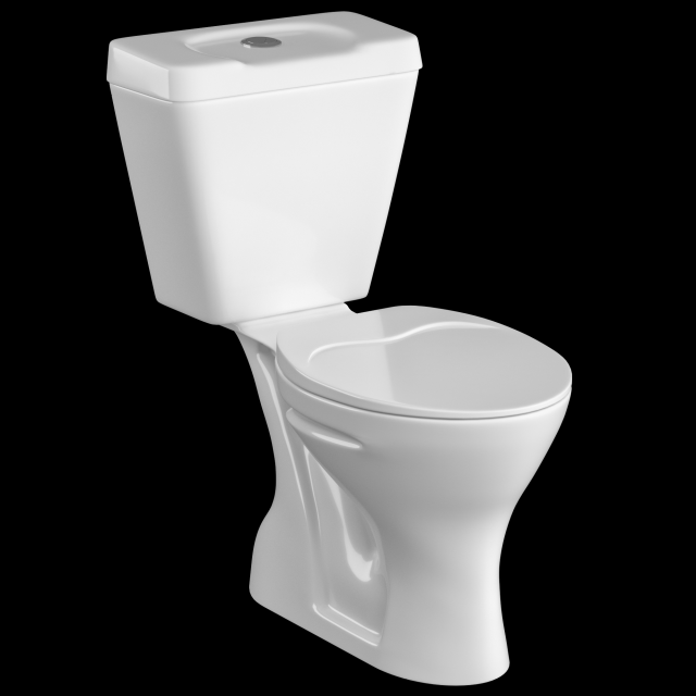 two piece oval shape ewc toilet modeled in 3ds max 3D Model .c4d .max .obj .3ds .fbx .stl .blend 