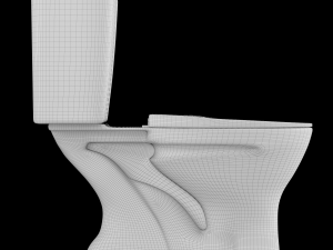 two piece oval shape ewc toilet modeled in 3ds max 3D Model