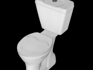 two piece oval shape ewc toilet modeled in 3ds max 3D Model