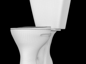 two piece oval shape ewc toilet modeled in 3ds max 3D Model