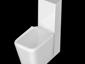 two piece rectangle shape ewc toilet modeled in 3ds max 3D Model