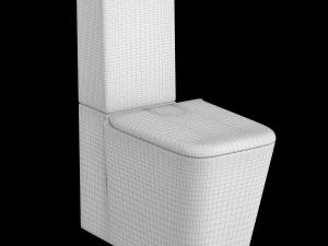 two piece rectangle shape ewc toilet modeled in 3ds max 3D Model