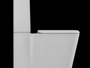 two piece rectangle shape ewc toilet modeled in 3ds max 3D Model