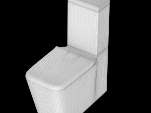 two piece rectangle shape ewc toilet modeled in 3ds max 3D Model