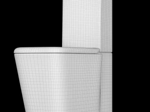 two piece rectangle shape ewc toilet modeled in 3ds max 3D Model