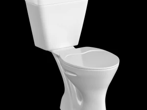 двокомпонентний овальний туалет ewc, змодельований у 3ds max 3D Модель