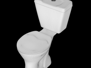 two piece oval ewc toilet modeled in 3ds max Modelo 3D