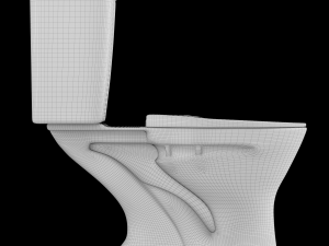 two piece oval ewc toilet modeled in 3ds max Modelo 3D