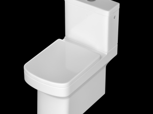 two piece rounded rectangle shape ewc toilet modeled in 3ds max 3D Model