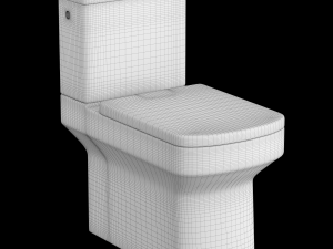 two piece rounded rectangle shape ewc toilet modeled in 3ds max 3D Model
