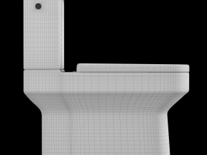 two piece rounded rectangle shape ewc toilet modeled in 3ds max 3D Model