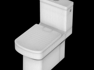 two piece rounded rectangle shape ewc toilet modeled in 3ds max 3D Model