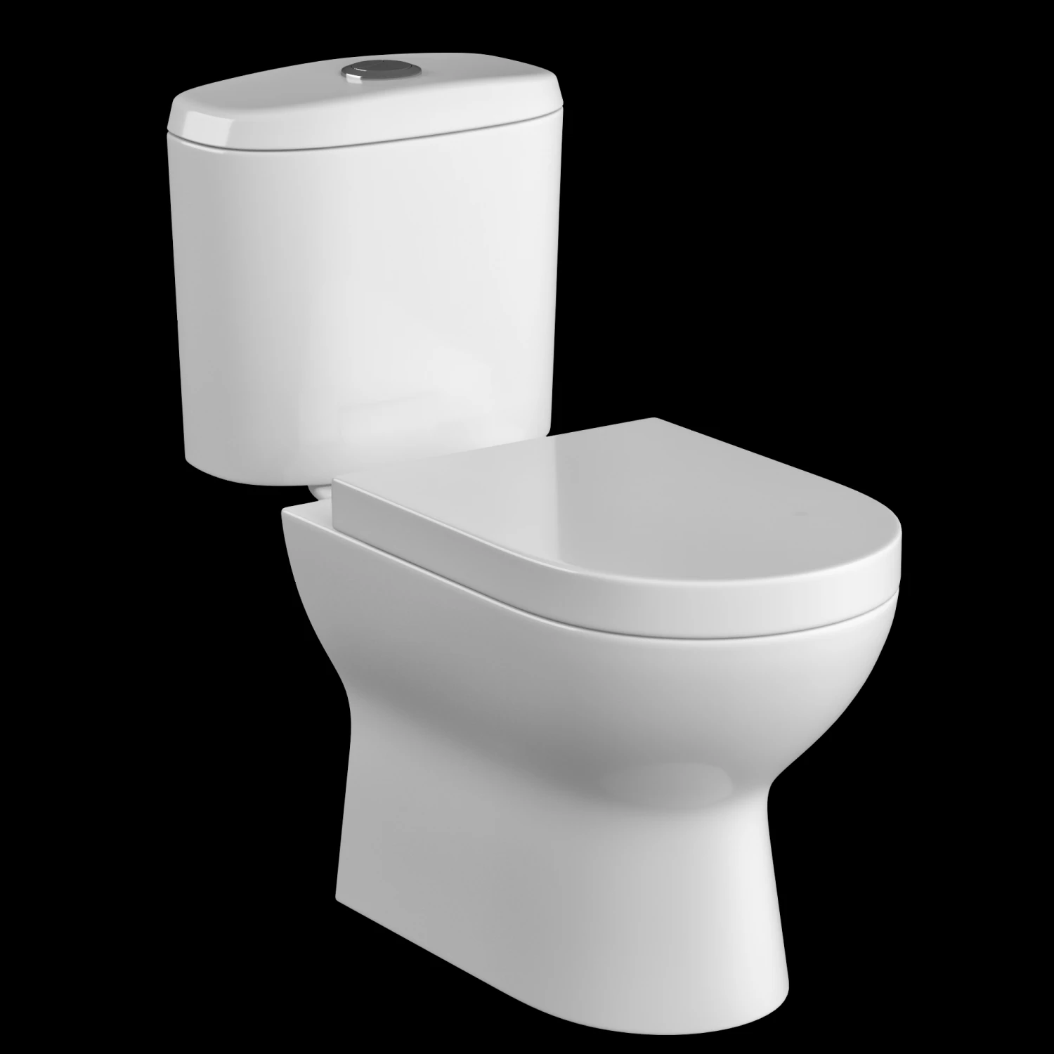 two piece rounded rectangle shape ewc toilet modeled in 3ds max 3D Model .c4d .max .obj .3ds .fbx .stl .blend 