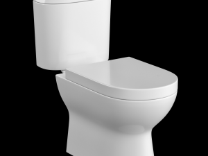 two piece rounded rectangle shape ewc toilet modeled in 3ds max 3D Model